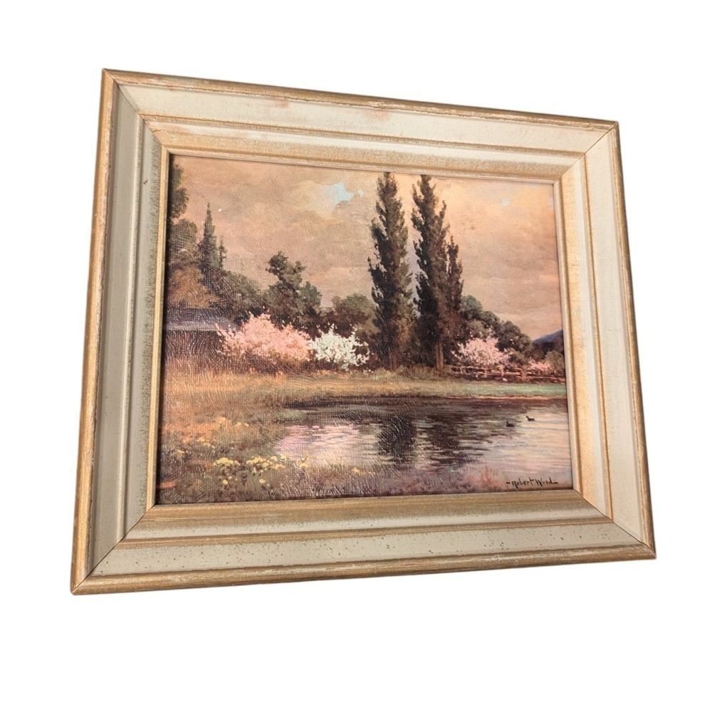 Vtg Robert Wood Winding Shore Winde Fine Prints 324 Framed Landscape Art 8x10